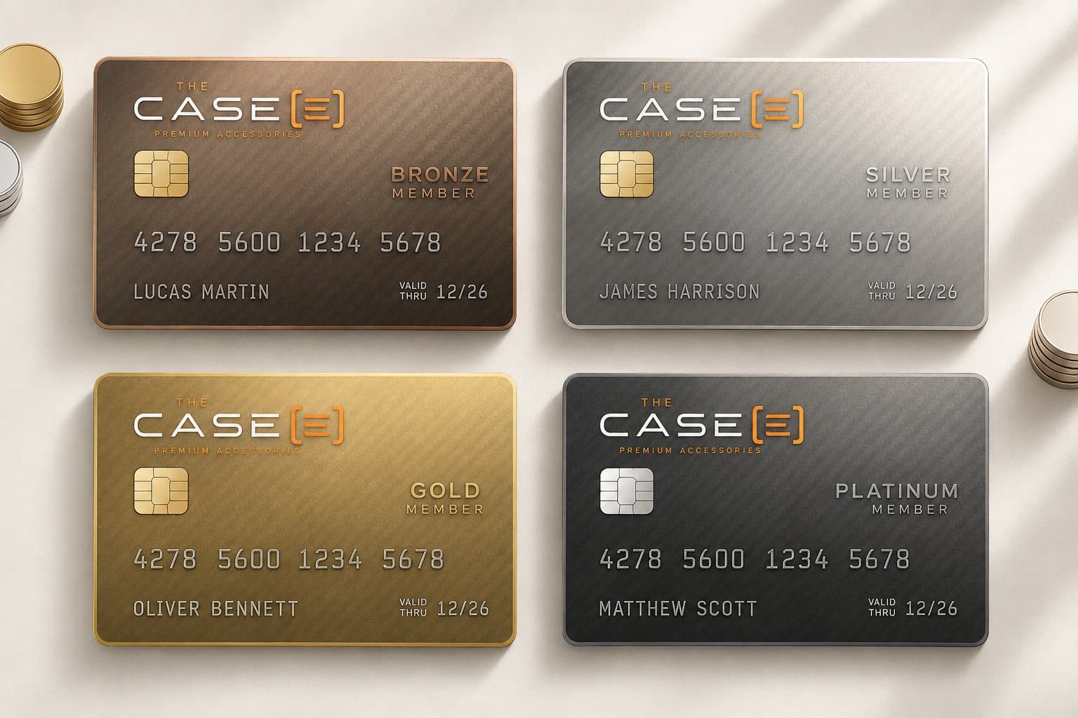 Уровни TheCase Club — Бронза, Серебро, Золото, Платина